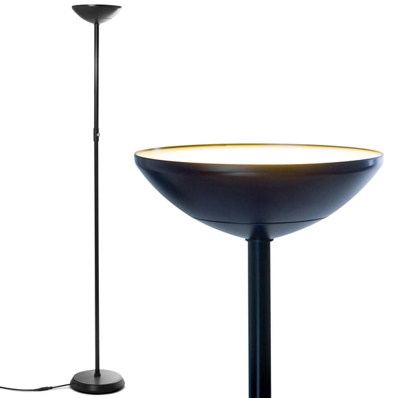Brightech SkyLite LED Floor lamp, Torchiere Super Bright Floor Lamp for Living Rooms & Offices - 3 Way Dimmable Tall Torch Lamp, High Lumen Standing Pole Lamp for Bedroom Reading - Bla