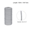 thumbnail image 2 of Unique Bargains Cotton Rope Twine String Twisted Braided Cord, Light Grey 100m/109 Yard for Wall Hanging, Macrame Knotting, 2 of 7