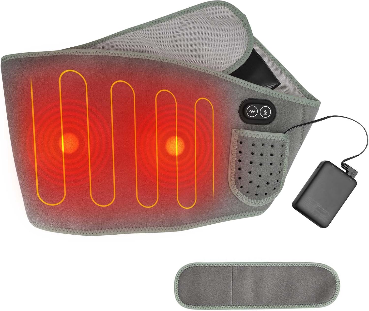 Electric Heat Pad for Lower Back and Waist 3 Levels Cordless Heating Pad Rechargeable Period Pain Relief Warmer with Extended Belt for Plus Body 8000mAh Power Bank Included