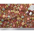 thumbnail image 2 of Soimoi Red Rayon Fabric Leaf Floral Print Fabric by Yard 56 Inch Wide, 2 of 3