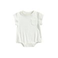 thumbnail image 1 of Faithtur Newborn Baby Summer Romper, Casual Short Sleeve Round Neck Solid Color Loose Bodysuit, 1 of 8