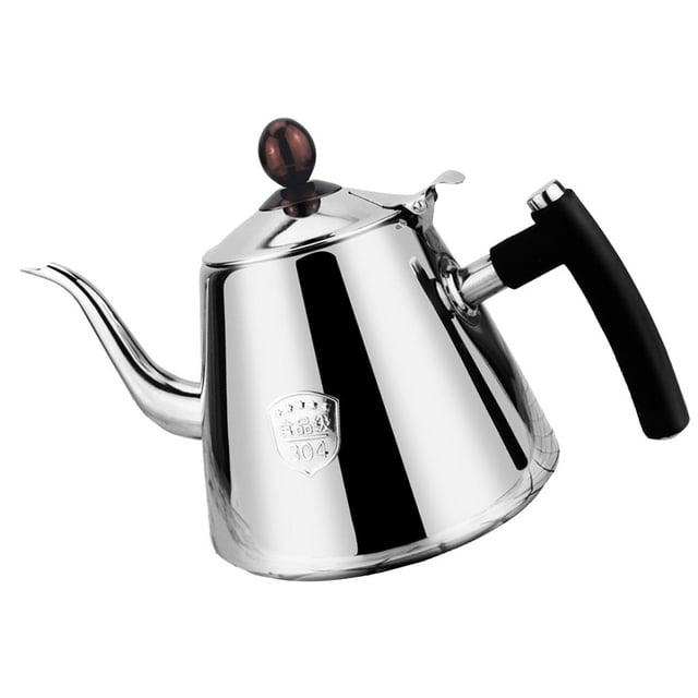Stainless Steel Teapot for Pouring Over Coffee, Tea, Hot Water, Flat Base, Induction Stovetop Safe, Fast Boiling, 1.2L Polished