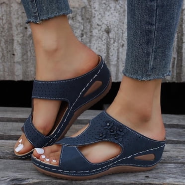 Sandales pour Femmes hoksml Sandales d'Été Femmes, Sandales Orthopédiques pour Femmes Pantoufles de Plage pour Femmes avec Soutien de Voûte Plantaire Antidérapantes Respirantes Chaussures Vintage, Sandales pour Femmes
