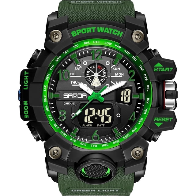 Explojoy Men's Watches Sports Outdoor Waterproof Military Wrist Watch Date Multi Function Tactics LED Alarm Stopwatch