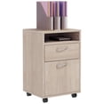 thumbnail image 1 of HOMCOM Vertical Filing Cabinet with Drawer Wheels, File Cabinet, Oak, 1 of 10
