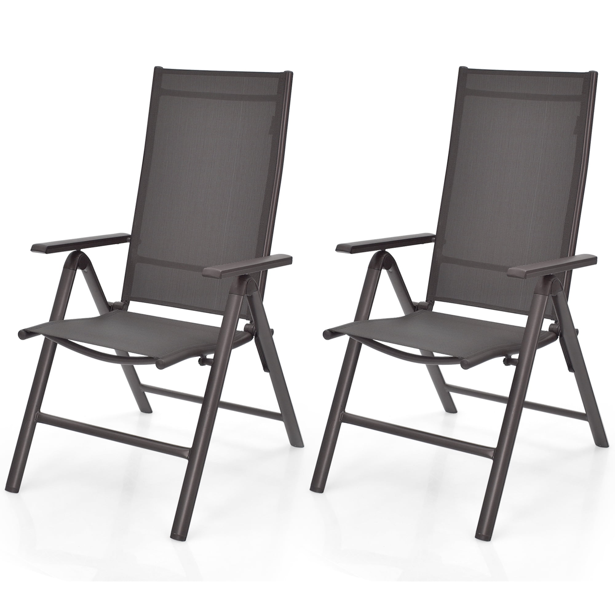 Gymax Ensemble de 2 Chaises de Salle à Manger Pliantes pour Patio Chaise de Camping avec Dossier Réglable