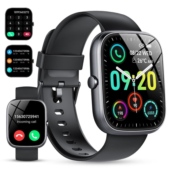 Refurbished T60 Smart Watch For Android And iPhone IP68 Waterproof Smartwatch, Black - Lightweight