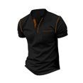thumbnail image 3 of Mens Pullover Stand Collar Button Pocket Short Sleeve Top Sports Stand Collar Top/Shirt, 3 of 5