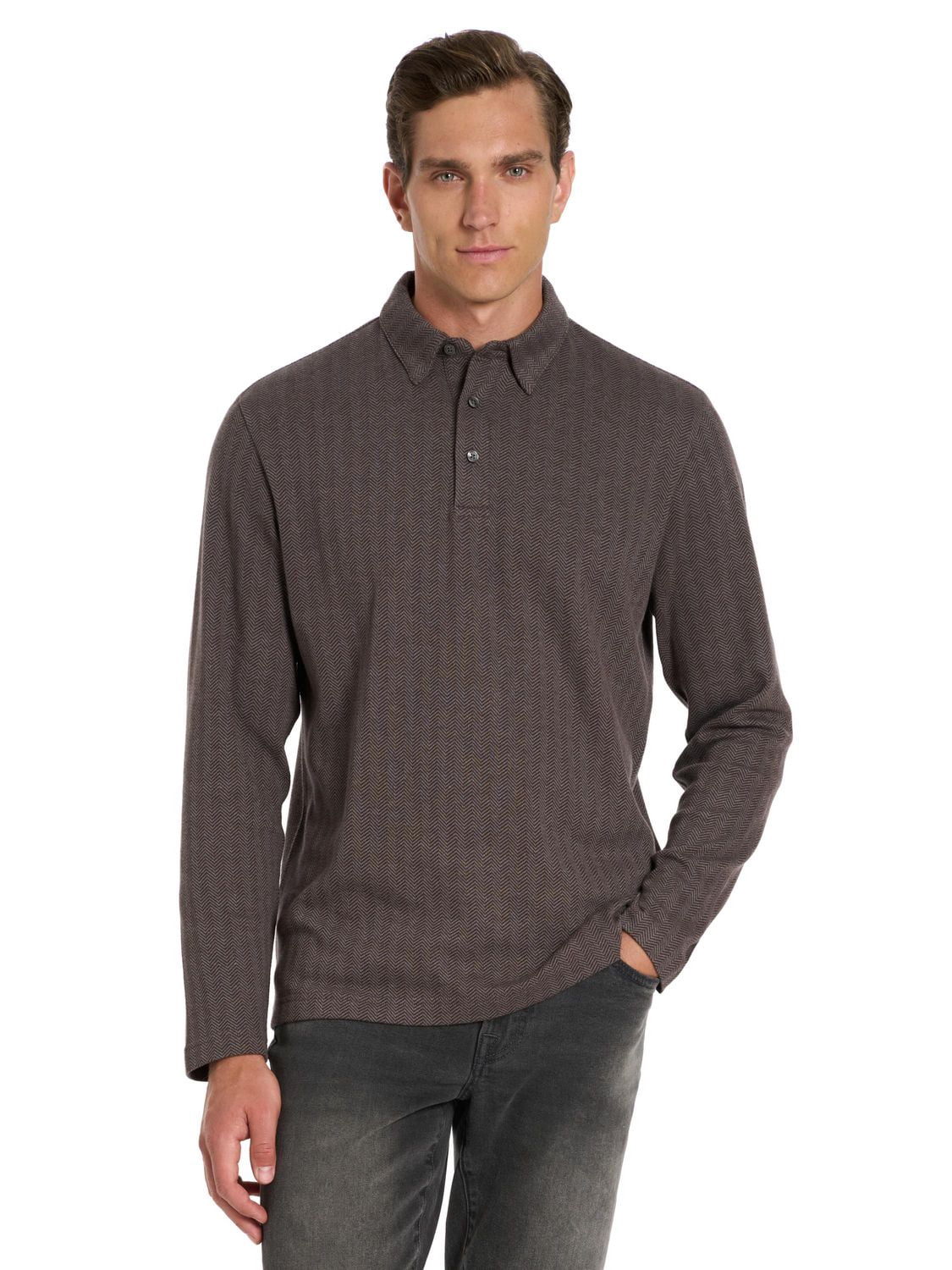 Polo à Manches Longues en Chevrons Van Heusen