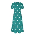 thumbnail image 4 of Tumotour Robe d'Été pour Femmes, Imprimée, Ample, Décontractée, à Manches Courtes, Col Ras du Cou, Ligne A, Évasée, Fluide, à Étages, Chemise, Maxi, Plage, Longue, 2025, Tenues Tendance avec Poches, 4 of 4