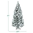 thumbnail image 3 of Costway 7ft Snow Flocked Hinged Artificial Slim Christmas Tree with Pine Needles, 3 of 10
