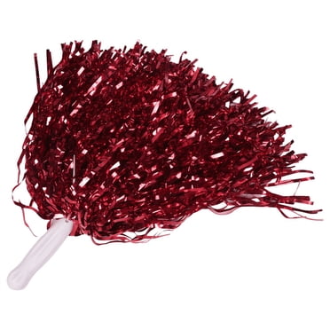 24 Pcs Pompons de Cheerleading en Feuille Métallique avec Poignée en Plastique pour Adultes Enfants Cheerleaders Fête Rouge