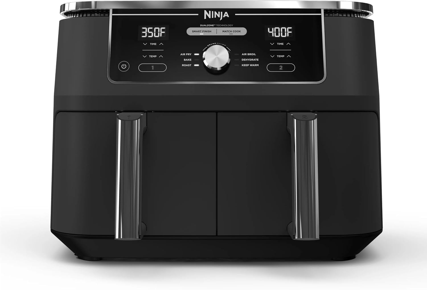 Refurbished (Good) Ninja Foodi XL Dual Zone, 9.5L, 6-in-1 Air Fryer - Black (DZ401C)