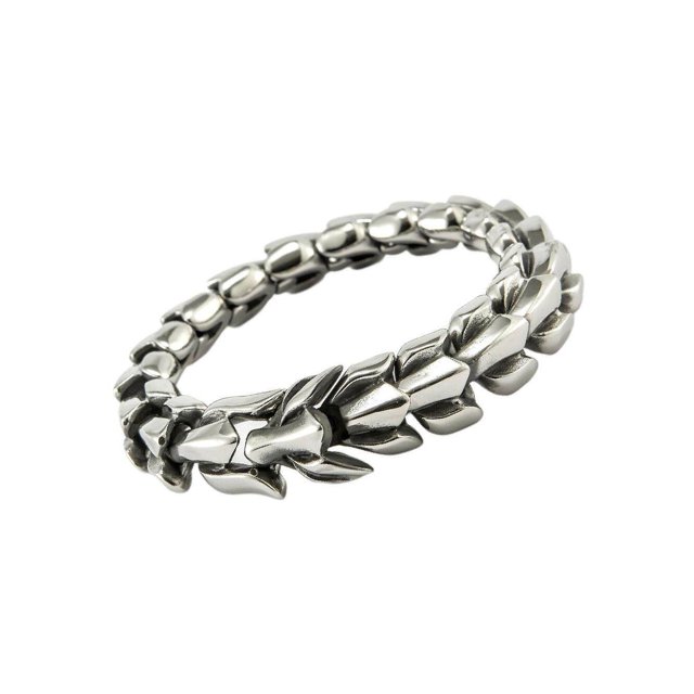 Bracelet Punk Gothique Bracelet en Acier Titane Mode Écailles de Dragon Rétro 8.26 Pouces