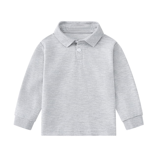 MIASHUI Chemises d'Uniforme Scolaire pour Garçons et Filles Manches Longues, Gris, 2-3 Ans