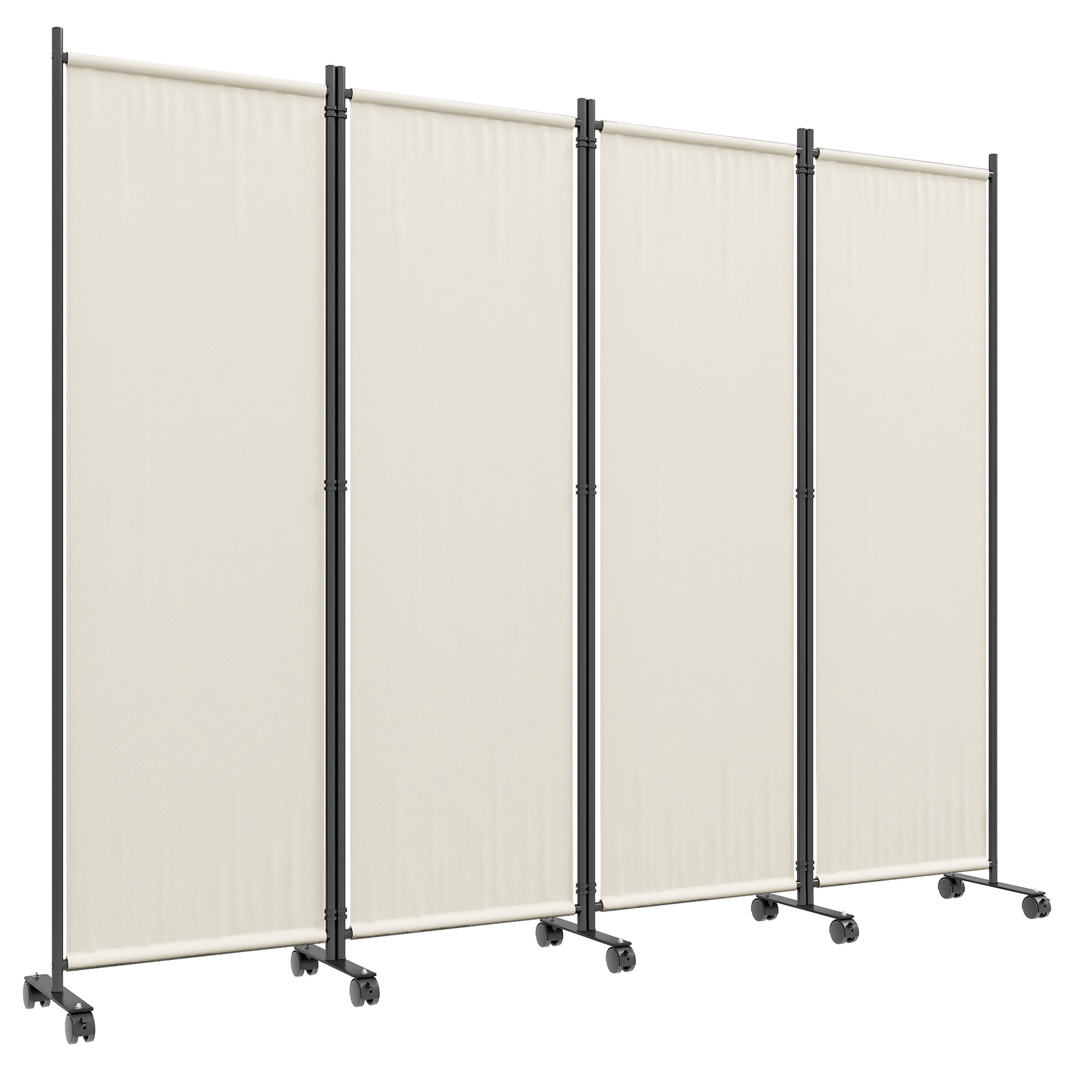Outsunny Room Divider with Wheels, 5.6ft Folding Privacy Screen, Cream White
