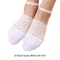 thumbnail image 3 of 1 Paire de Femmes Dentelle Chaussette Conception Simple Solide Demi Chaussette Couleur Perle Chaussettes Courtes Banquet Voyage Randonnée Été Printemps Bonneterie Blanc, 3 of 9
