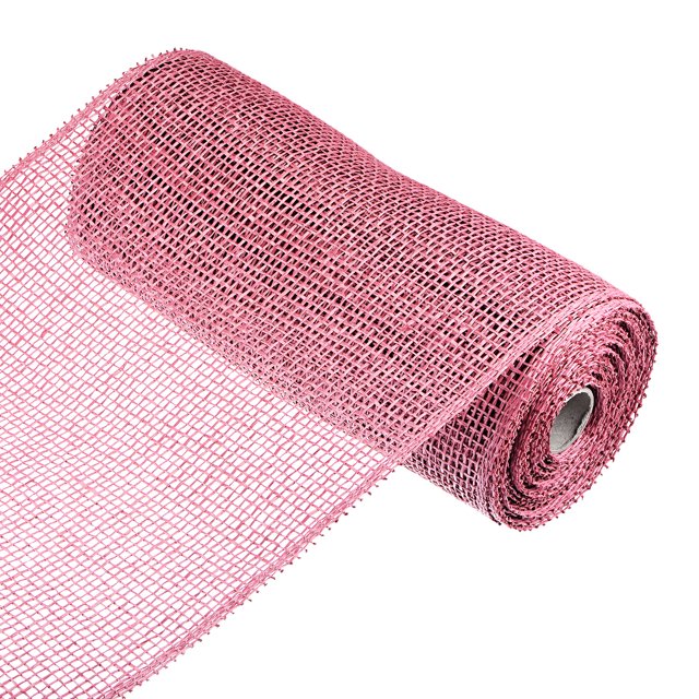 Unique Bargains PP Burlap Mesh 10' x 10 Yards Decorative Wrapping Ribbon, Rose Pink 1 Roll