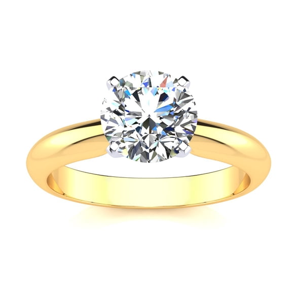 14k Yellow Gold 1/2 Carat Round Moissanite Women Stud Rings Sizes 5-10 | Jewelry Gift for Her Women Girls