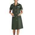thumbnail image 1 of Xfvqtps Robe d'Infirmière pour Femmes avec Poches, Boutons, Manches Courtes, Empiècement, Col à Revers, Robe de Travail pour Préposée, Vert Olive, 1 of 6