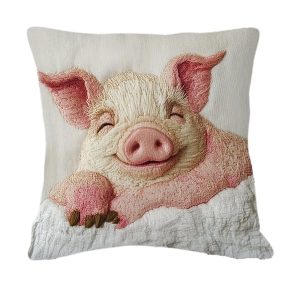 Throw Pillow Covers Short Lint Pillow Cover 18Inch Cute Two Donkeys Embroidery Decorative Throw Pillowcase for Sofa Bedroom Living Room Home Decoration Sofas for Living Room