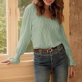 thumbnail image 1 of RXIRUCGD Blouse Basique à Col Rond à Manches Longues Unie pour Femme, Mode d'Automne, Vert, Taille : S, 1 of 6