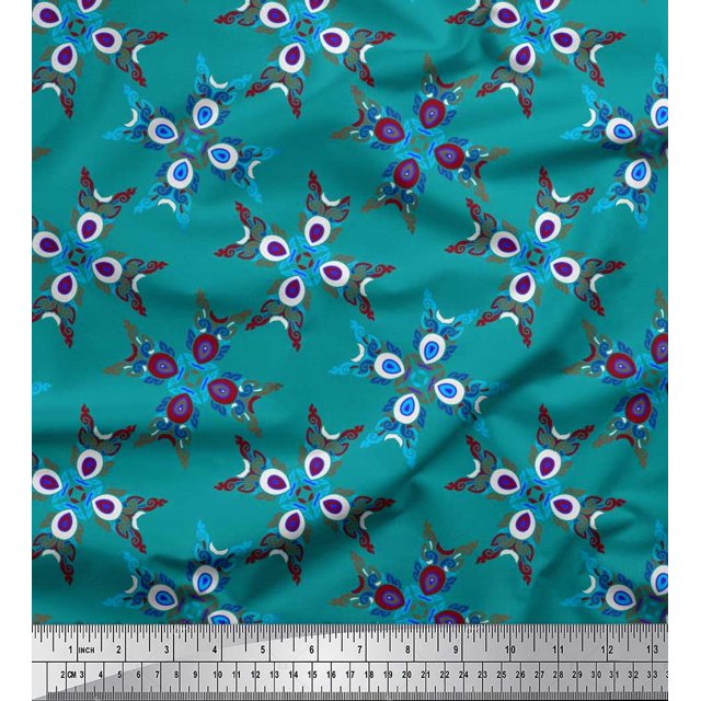 Soimoi Rayon Fabric Tiles Moroccan Print Fabric by The Yard 56 Inch Wide