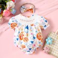 thumbnail image 2 of GPOECD Girls Short Sleeve Easter Cartoon Prints Romper Bodysuits Headbands Set Short Sleeve Rompers for Children White-E,3-6 Months, 2 of 6