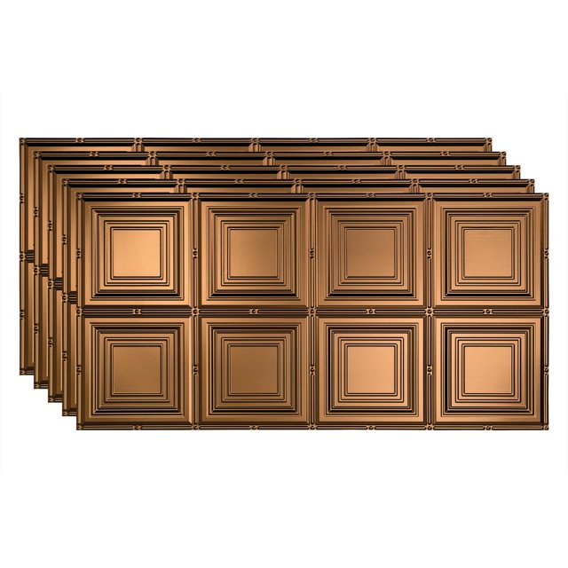 Fasade Decorative Vinyl Ceiling Panel 2ft x 4ft 5 Pack Oil Rubbed Bronze
