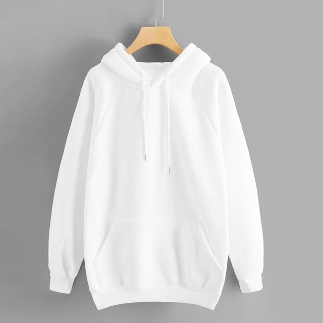 XZNGL Womens Casual Solid Color Hooded Pocket Long Sleeve Pullover Sweatshirt