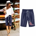 thumbnail image 1 of LOVZFMLL Women's Elastic Waist Printing Drawstring Shorts Navy XXL, 1 of 3