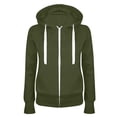 thumbnail image 1 of TIMIFIS Chandail à Capuchon à Manches Longues pour Femmes, Veste de Survêtement Zippée avec Poches - Vert Armée - Lfall, 1 of 3