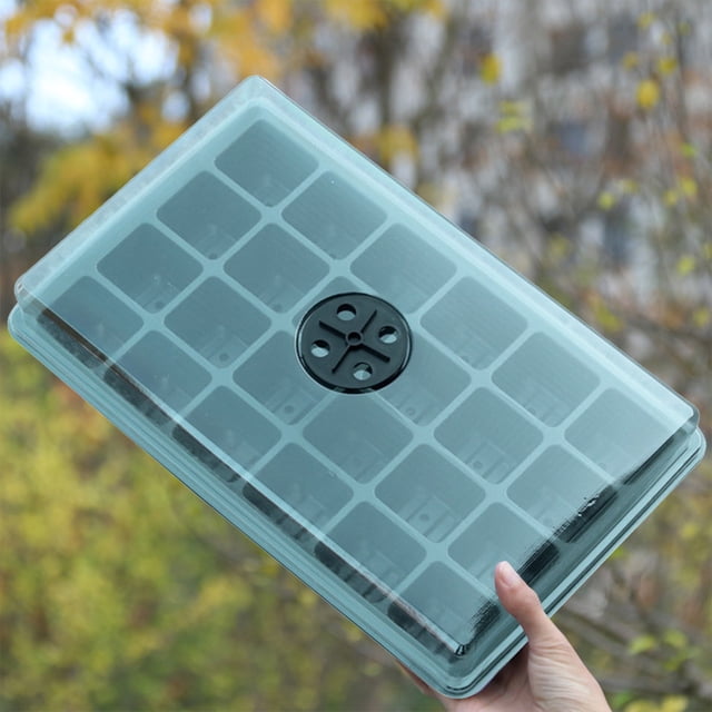 Vacemry Trousse de Départ, Plateau de Semis à 24 Cellules avec Ventilation Réglable et Dôme d'Humidité Transparent, Boîte de Germination en Plastique pour Serre de Jardin Intérieure Extérieure, Propagation des Plantes et Micro-Vert