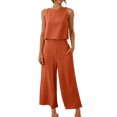 thumbnail image 1 of Mgmyaa Womens Summer 2 Piece Outfits Linen Crop Tank Tops Lounge Matching Sets & Long Track Pants Tracksuits, 1 of 8