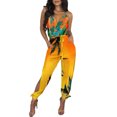 thumbnail image 2 of Kmbangi Women Sexy Jumpsuit+Printed Pattern Deep V-neck Sleeveless Overalls, 2 of 4