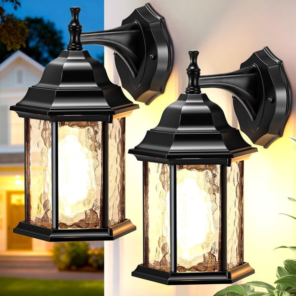 YSN Outdoor Wall Light 2 Pack, Black Outdoor Light Fixtures Wall Mount, Waterproof Porch Lights Exterior Sconce, Outside Lights f