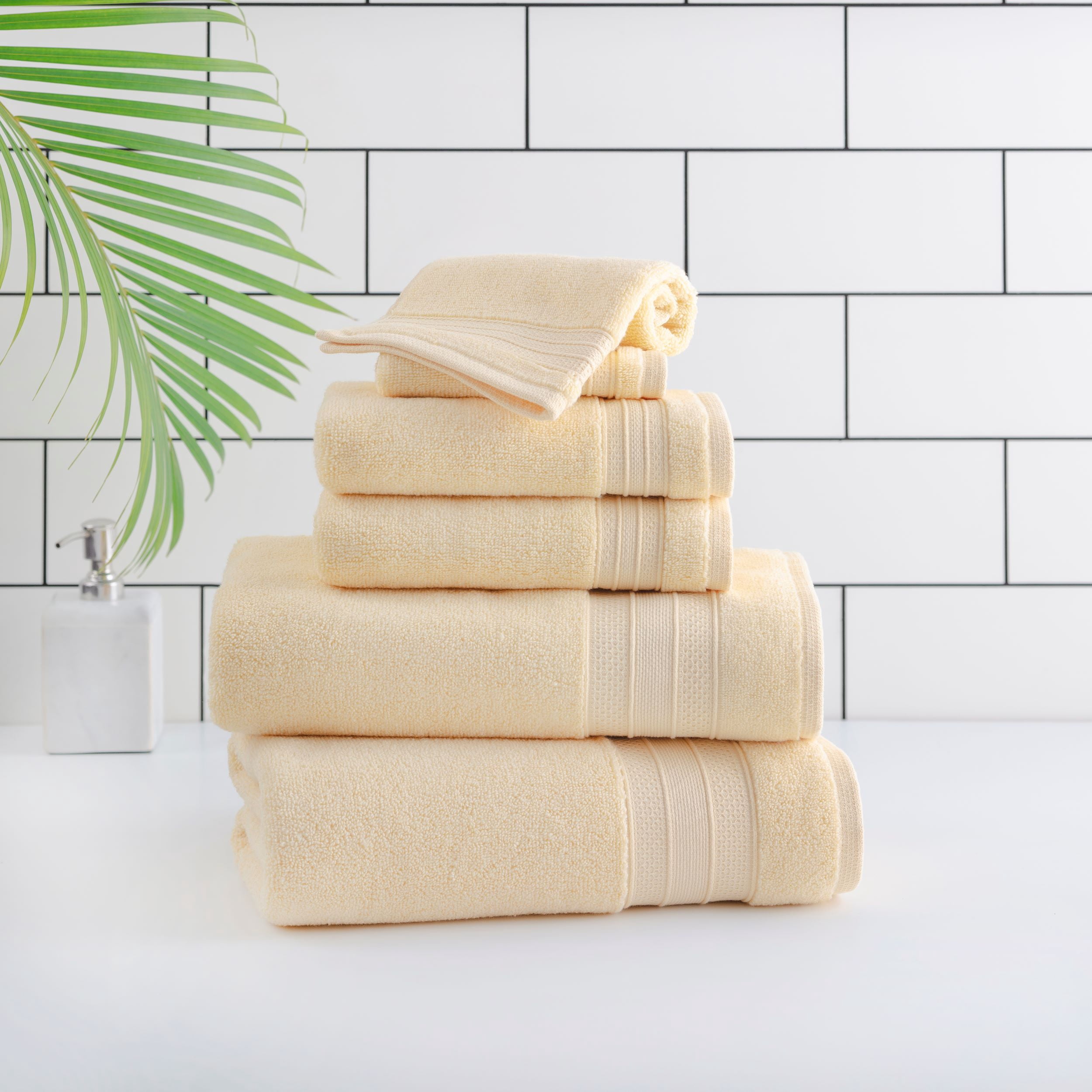 Ensemble de 6 serviettes de bain unies hometrends