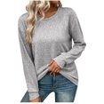 thumbnail image 1 of Timegard Hauts pour Femmes Col Rond Manches Longues Ample Couleur Unie Camisoles Automne Hiver Décontracté Hauts Amples, 1 of 9
