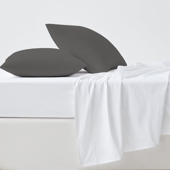 100% Cotton Pillowcases, 400 Thread Count Sateen Green Wrinkle-Resistant, 2-Piece, King Charcoal Gray by Purity Home