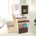 thumbnail image 3 of Patiojoy Ensemble Chevalet d'Art pour Enfants & Table & Banc Centre d'Art Multifonction Bureau avec Grand Rangement Chevalet Réglable Double Face Rouleau de Papier Remplaçable Café, 3 of 9
