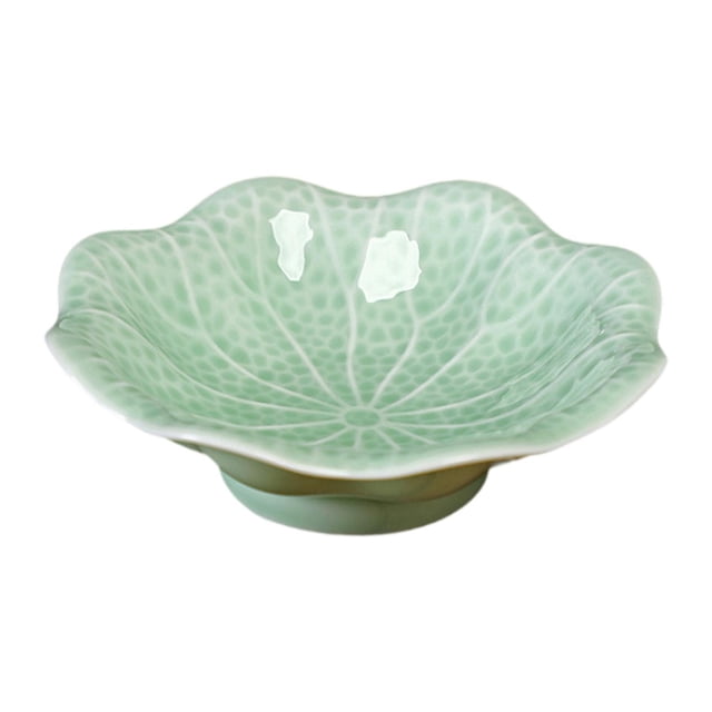 DOLITY Ceramic Fruit Bowl Decorative with Base Fruit Tray for Sweets Nuts Side Dish Light Green