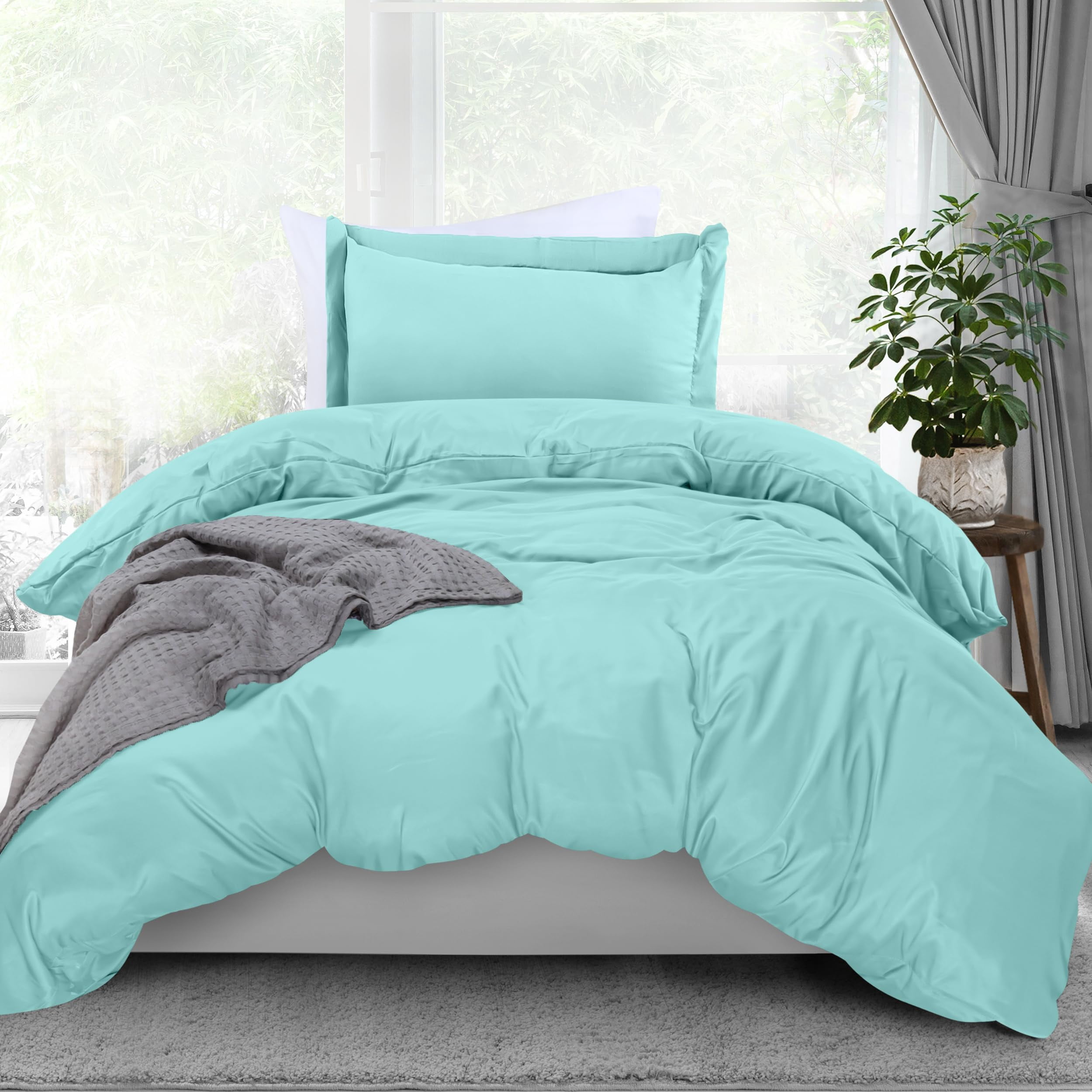 Utopia Bedding Duvet Cover Twin Size - 1 Duvet Cover with 1 Pillow Sham - 2 Pieces Bedding Duvet Cover with Zipper Closure - Soft Brushed Microfiber 68 X 90 Inches (Twin/Twin XL Spa Blue)