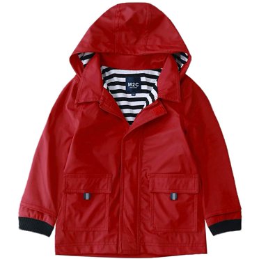 Boys Girls Hooded Waterproof Rain Jacket Cotton Lined Windbreaker