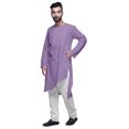thumbnail image 4 of Atasi Asymmetric Indian Mens Long Kurta Solid Round Neck Kurtas Party Wear, 4 of 5
