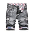 thumbnail image 1 of Mens Casual Shorts Zipper Elastic Slim Denim Mid-Length, Ripped Play Wrap Pants for Outdoor & Daily, 1 of 8