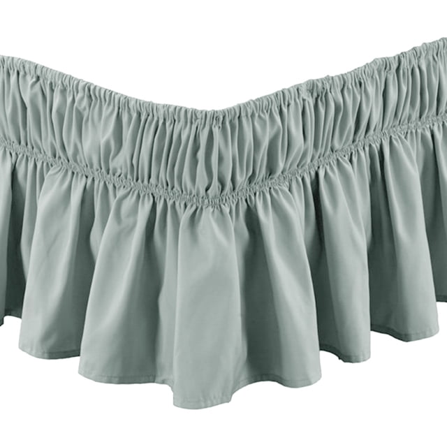 Solid Color Bedding Elastic Bed Apron Dust Proof Bedspread Non Slip Bed Skirt *Grey Dog Cut Furniture Protector