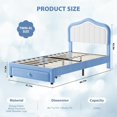 thumbnail image 2 of YUSAZENS Twin-XL Size LED Upholstered Bed Frame with Storage Drawer, Velvet Platform Bed Frame, No Box Spring Needed, Wooden Slats Support, Easy Assembly, Blue White, 2 of 6