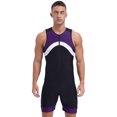 thumbnail image 1 of Sxiwei Men's Sun Protection Jumpsuit Sleeveless Rash Guard Zipper Bodysuit Swimwear Surfing Bathing Purple M, 1 of 7