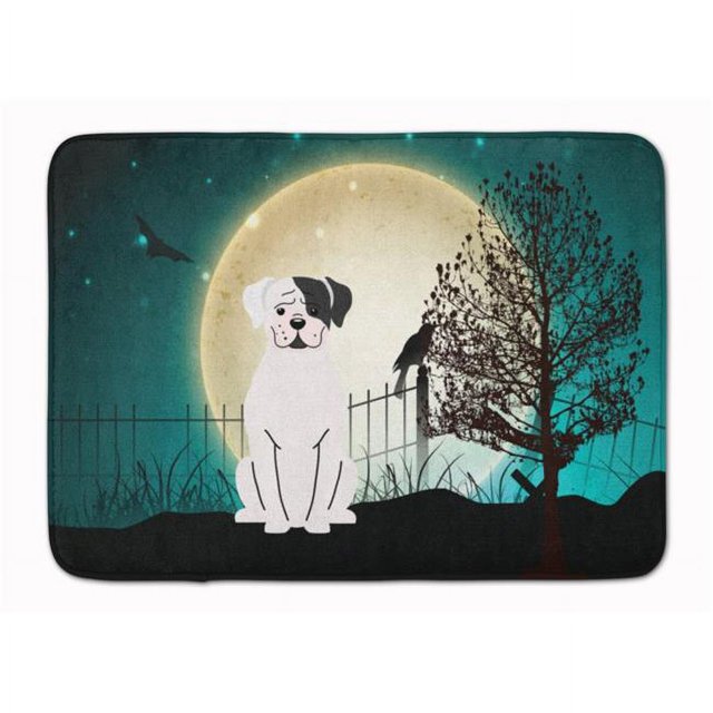 Carolines Treasures BB2304RUG Halloween Scary White Boxer Cooper Machine Washable Memory Foam Mat