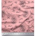 thumbnail image 1 of Soimoi Pink Moss Georgette Fabric Hardware Tools & Text Print Fabric by the Yard 42 Inch Wide, 1 of 5